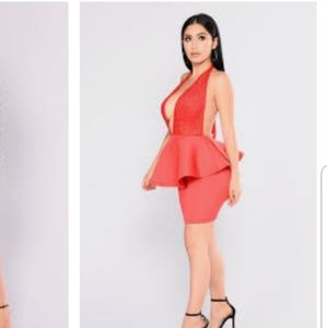 Red Fashion Nova Halter Dress